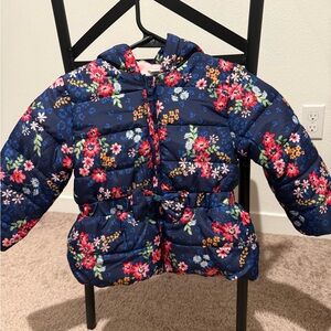 Little Me Floral Puffer Jacket - Navy